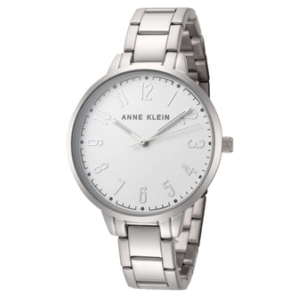 Anne Klein Women's Easy to Read 37.8mm White Dial Alloy Watch - AK-3619SVSV