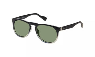 Ben Sherman Charles Black Fade/Green Polarized Men's Rounded Classic Sunglasses - BSCHARLES-PM03