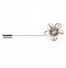 Silver Tone Open Face Flower Lapel Pin