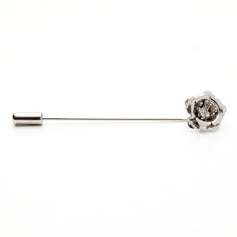 Silver Tone Closed Flower Lapel Pin