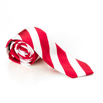 Red And White Diagonal Stripes Tie