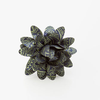 Grey and Yellow Ruffled Flower Lapel Pin