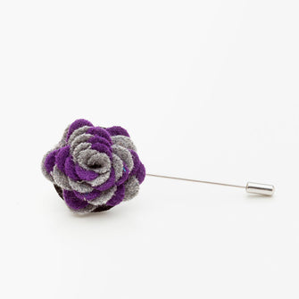 Purple and Grey Wool Lapel Flower Pin